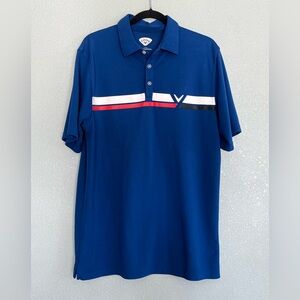 Callaway Golf Polo Shirt Blue Logo Size Large Short Sleeve